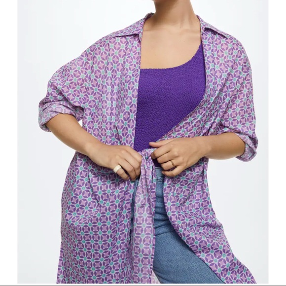 MANGO ~Geometric Print Shirt (NWT) - Picture 7 of 8